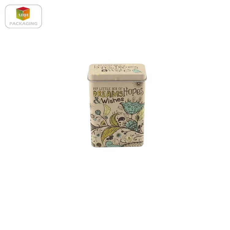 Small Rectangular Metal Cigarettes Tin Box with Hinged