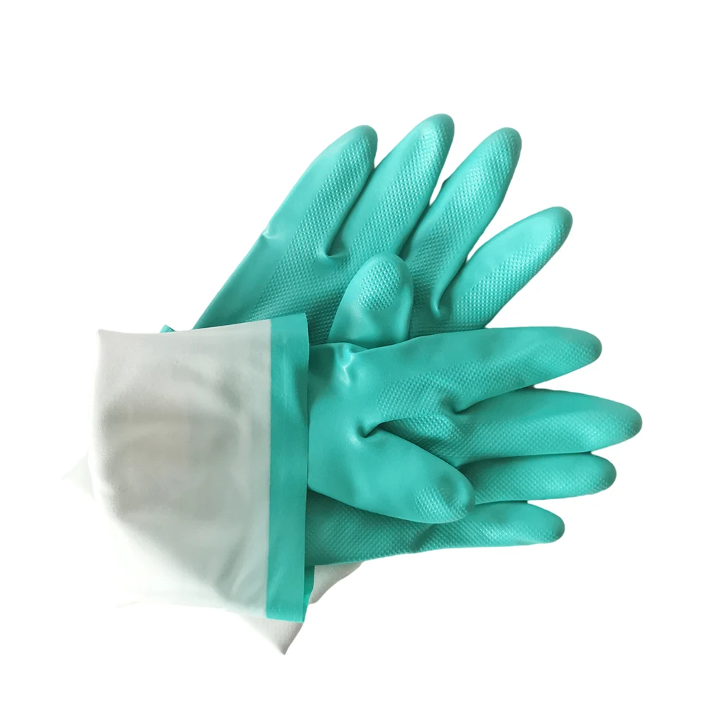 
85g Flocklined Acid Alkali Oil Proof Hand Nitrile Gloves 