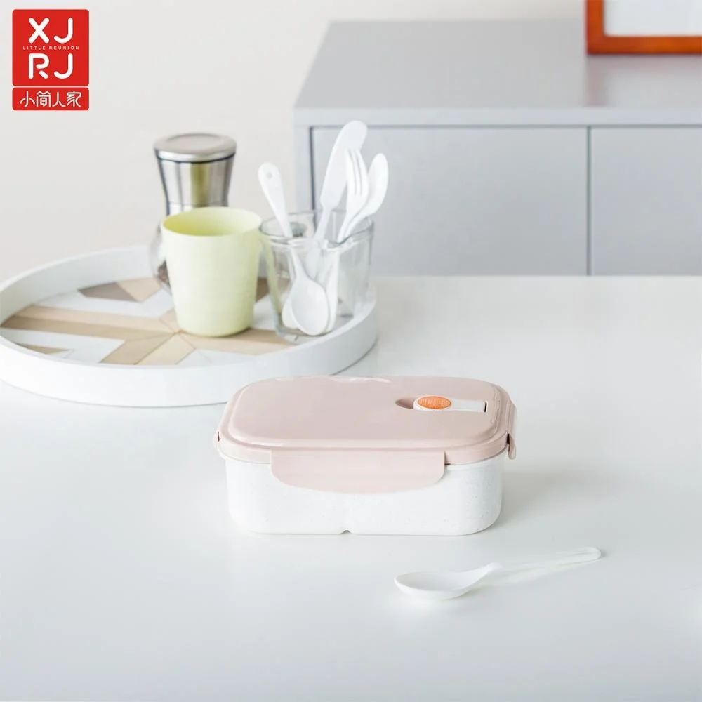 Amazon hot sale rectangle shape wheat fiber plastic manufacturer box lunch for kids children
