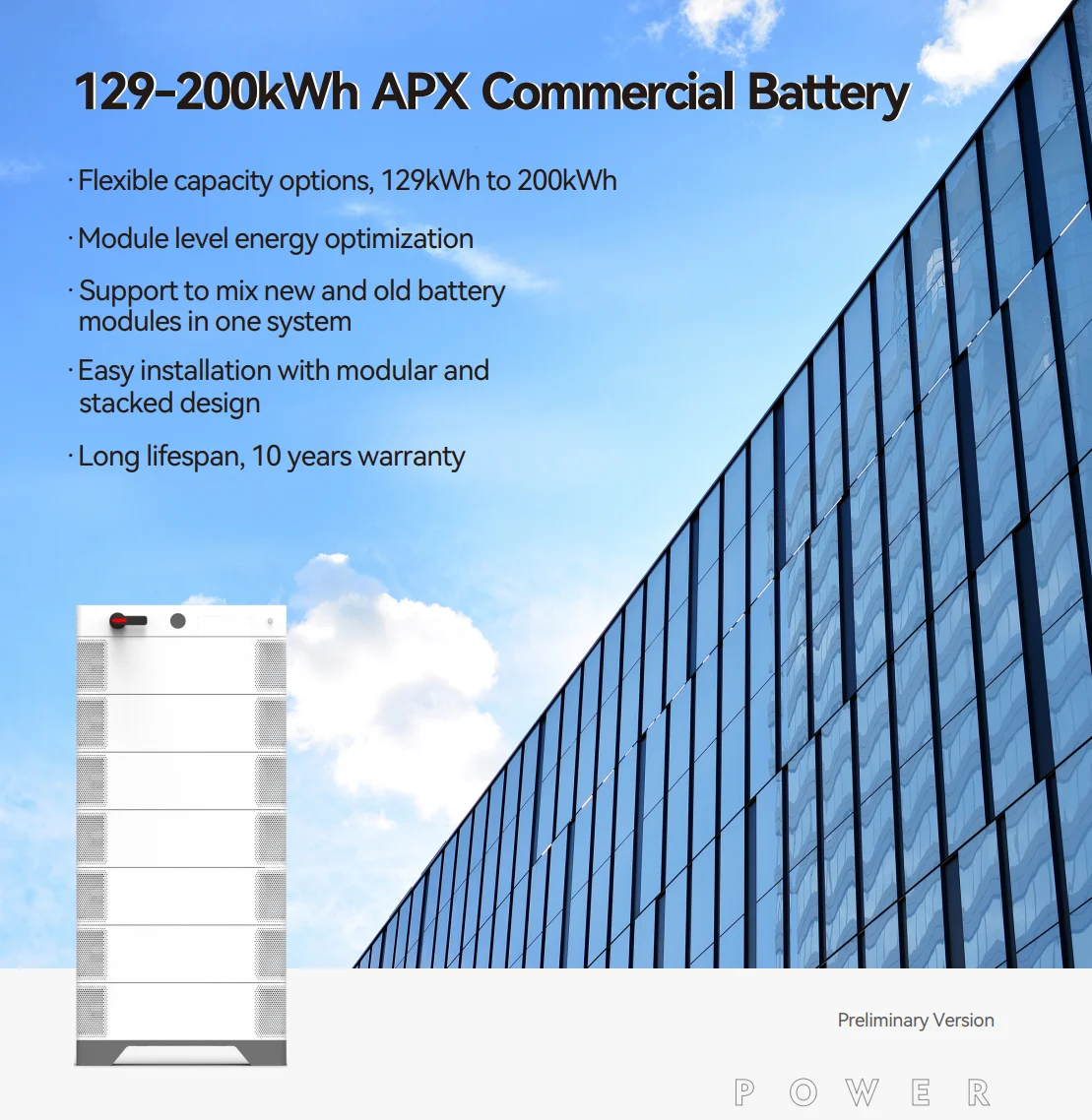 Growatt 129kwh APX 129 0 H-S1 EU HV LFP Штабелируемый модульный IP66 промышленная система хранения солнечной энергии Высоковольтная батарея