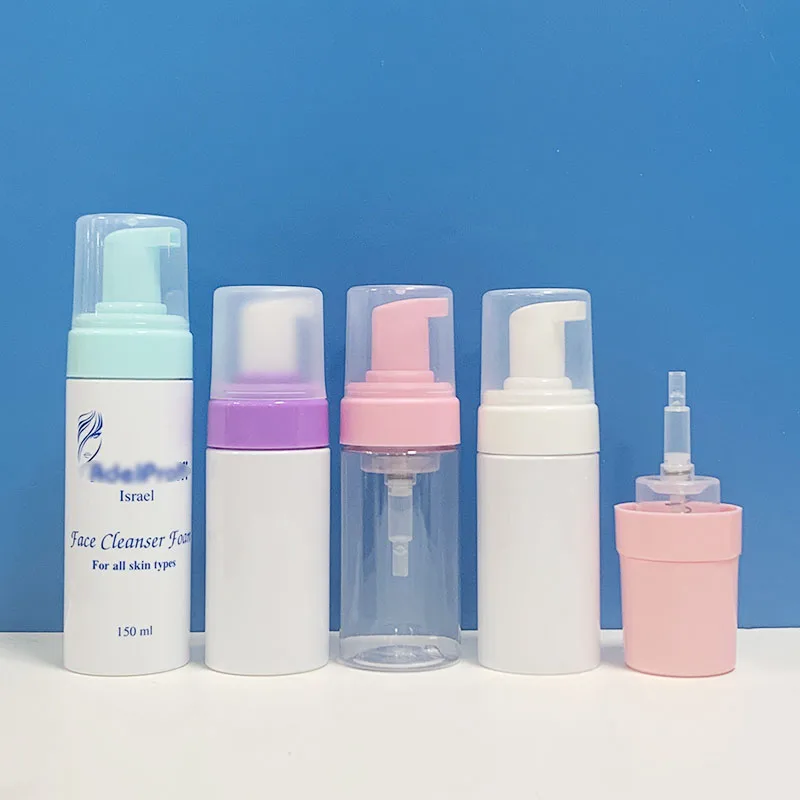 Custom mousse foaming cleanser face body wash shampoo frosted pink black 50ml 60ml 150ml 200ml 250ml pump dispenser foam bottle