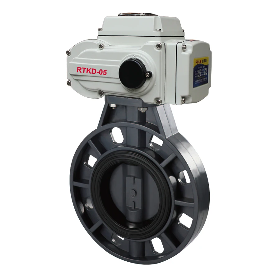 AC220V AC24V DC24V 4-20mA actuator UPVC Plastic butterfly valve electric pvc valve