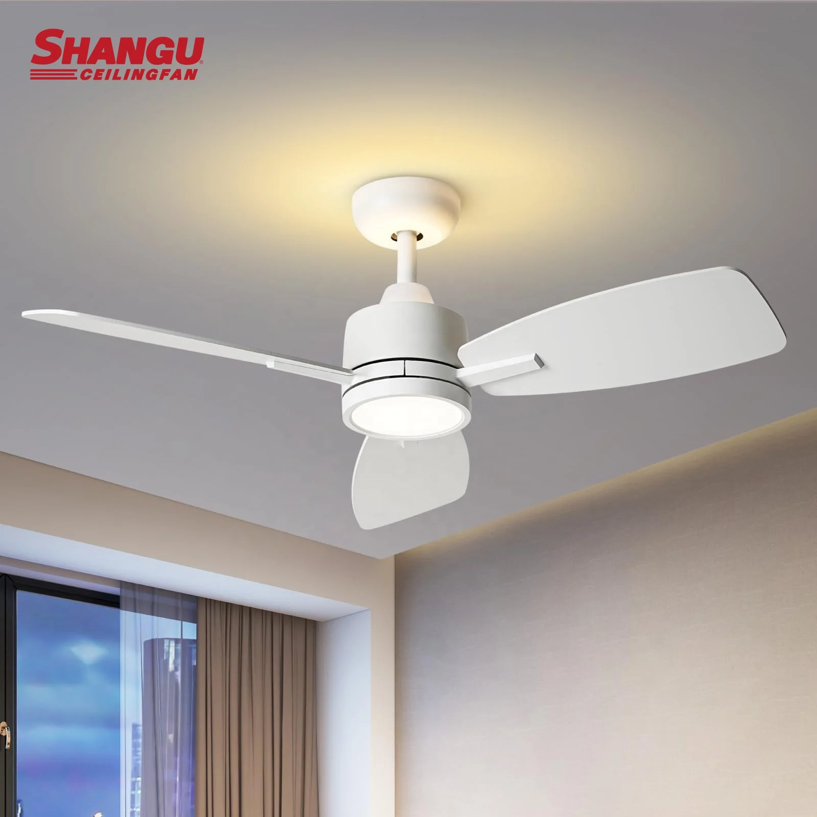 48 Inch 5 Blades Dc Motor Led Fandelier Fan Remote Dimmable Ceiling Fans Lighting Fixtures Modern