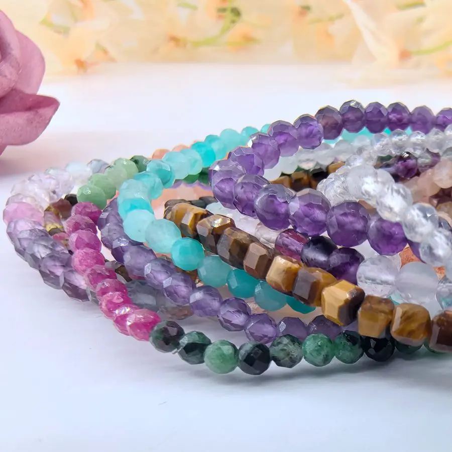 3MM Healing Gemstone Bracelet Natural Crystal Round Beads Energy Balancing Yoga Beads Bracelet for Women Men Pulseras Brazaletes