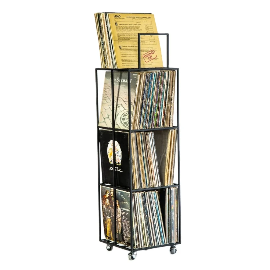 Свободный стоящий 4-ярусный выставочный стенд виниловых пластинок стеллаж для хранения Альбом ящик тележка