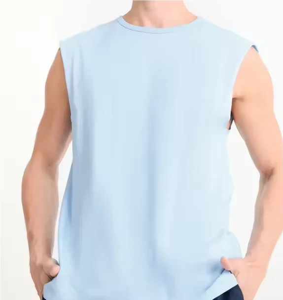 Soft textured jersey sleeveless t shirt cotton regular muscle fit classic wholesale price t-shirt