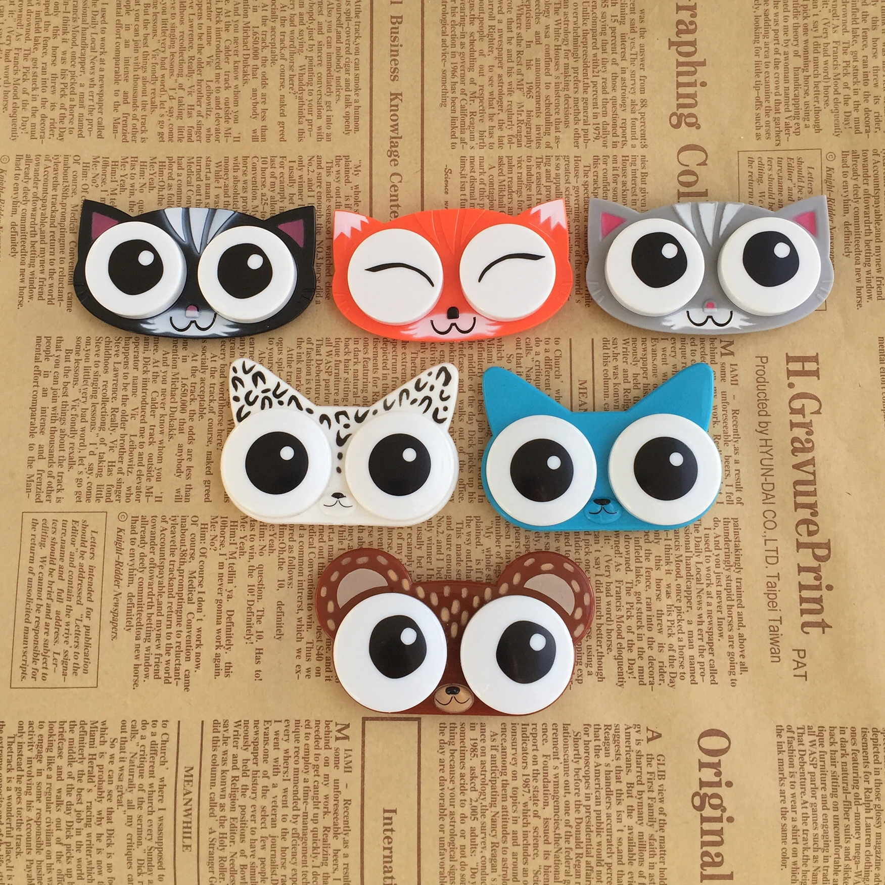 
new big eyes owl frog fox cat mouse animal contact lens cases 