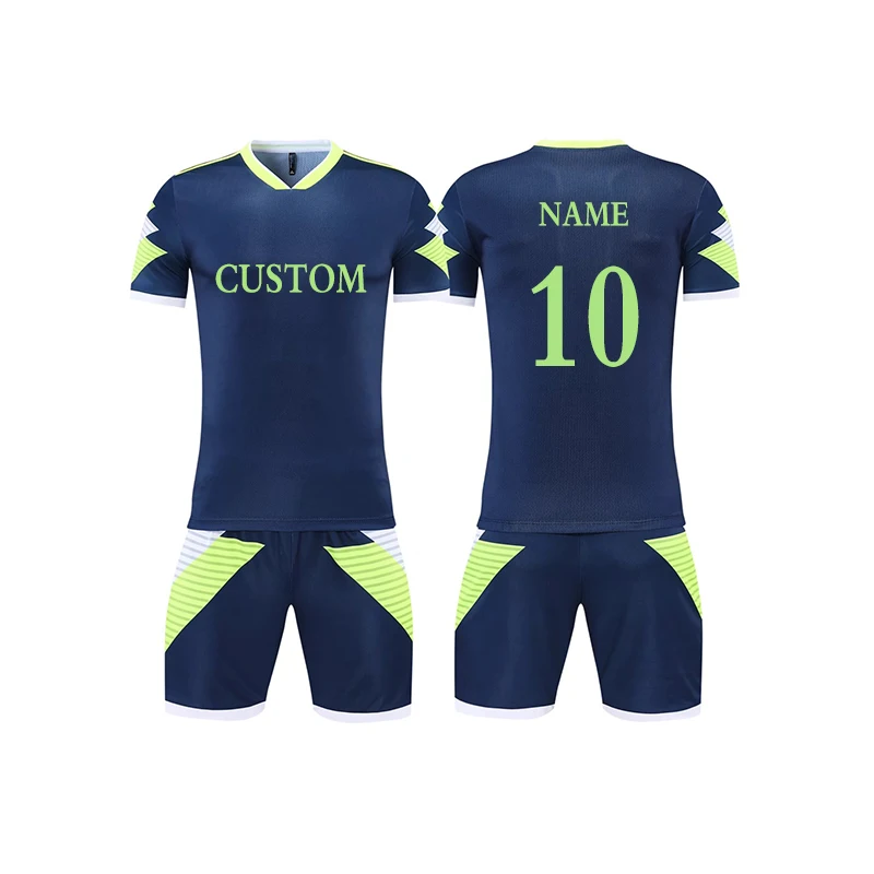 New Design 2022-23 Thai Quality Breathable Soccer Kits 100% Polyester Sublimation Custom Team Logo 7v7 Soccer Uniform