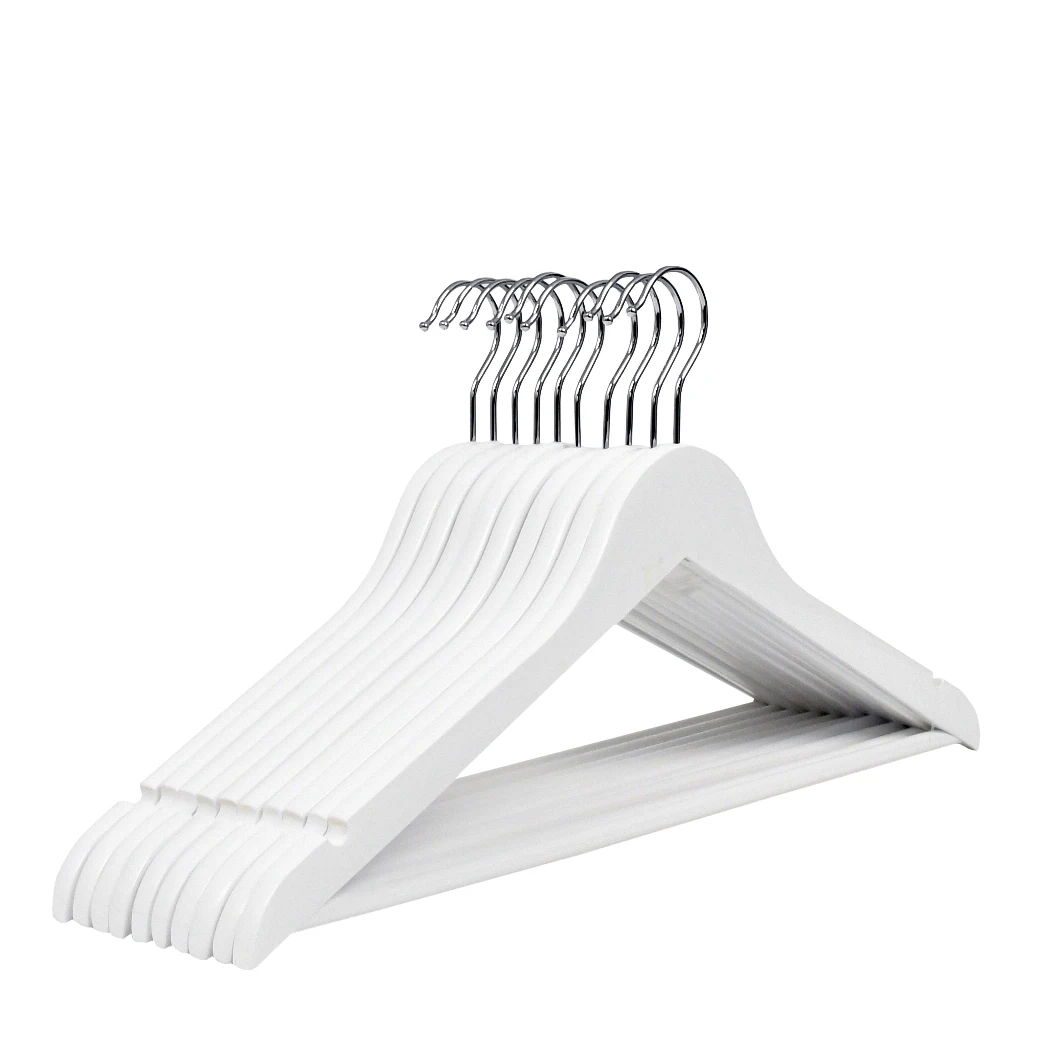 Free sample manufacture wooden hanger natural white wood clothes hangers for garment display