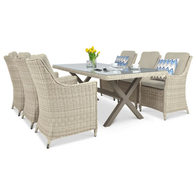 Dining Room Set Outdoor Rattan Furniture Set 6 Seater Dining Table Set Cafe Furniture