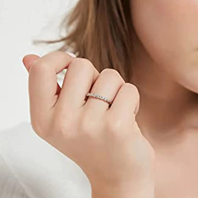 Wholesale Fine Jewelry ROXI Gift Cz Simple Hoop Couple Rings Sterling Silver Ring