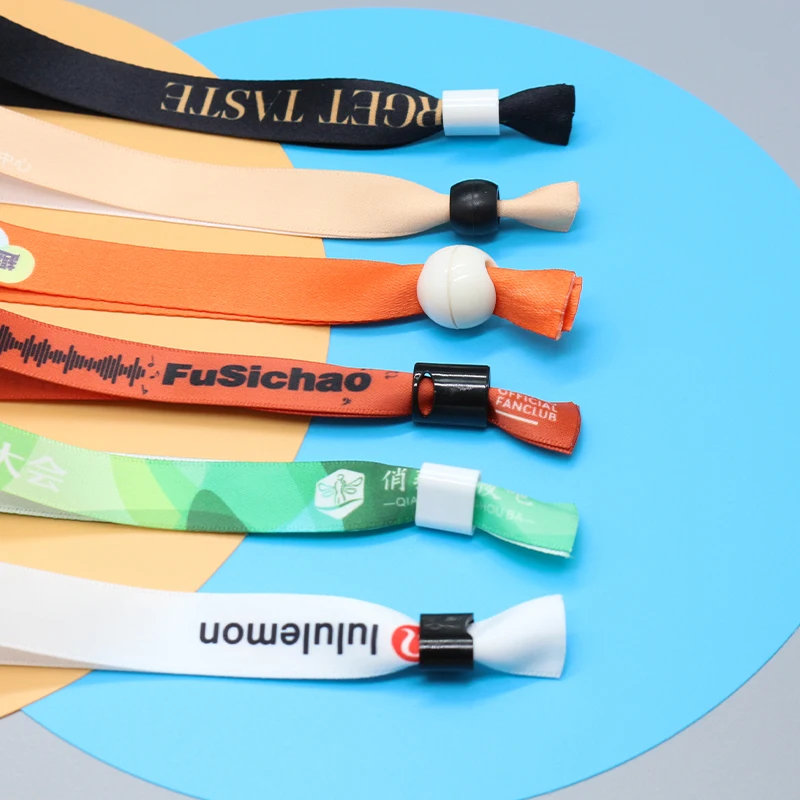 2024 Handmade Fabric Woven Cloth Wristband Party Personal Logo Wrist Band for Festival Event Fabric Bracelets With Lock