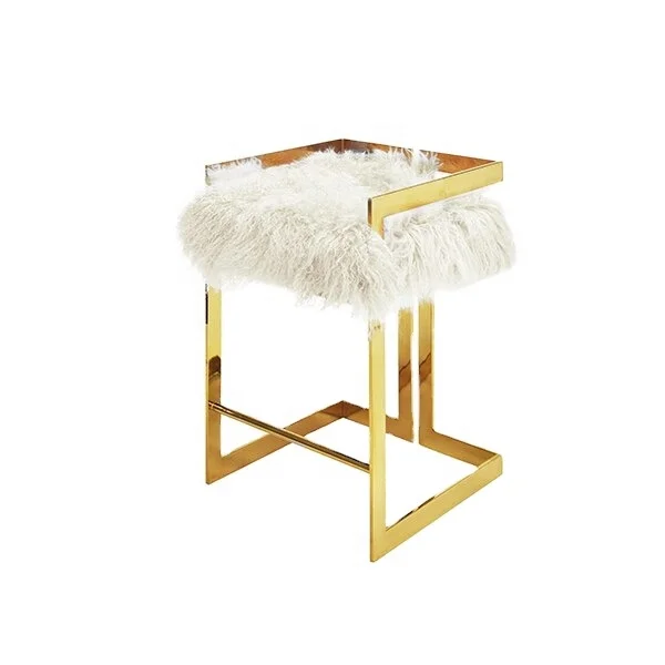 American white stainless steel titanium gold plated Mongolian wool bar chair