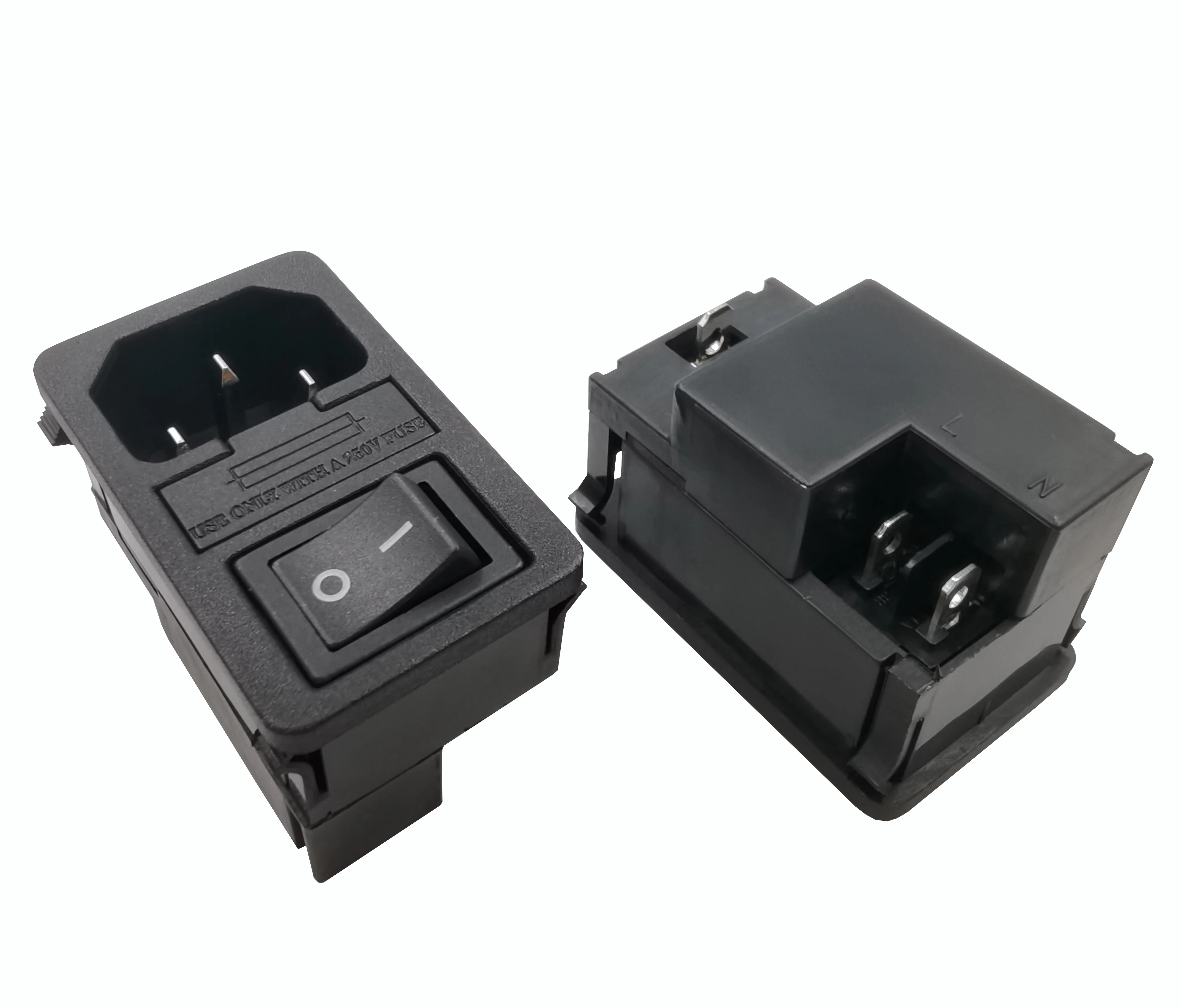 Manufacture provide JEC black switch 3Pin on off male ac appliance socket with fuse