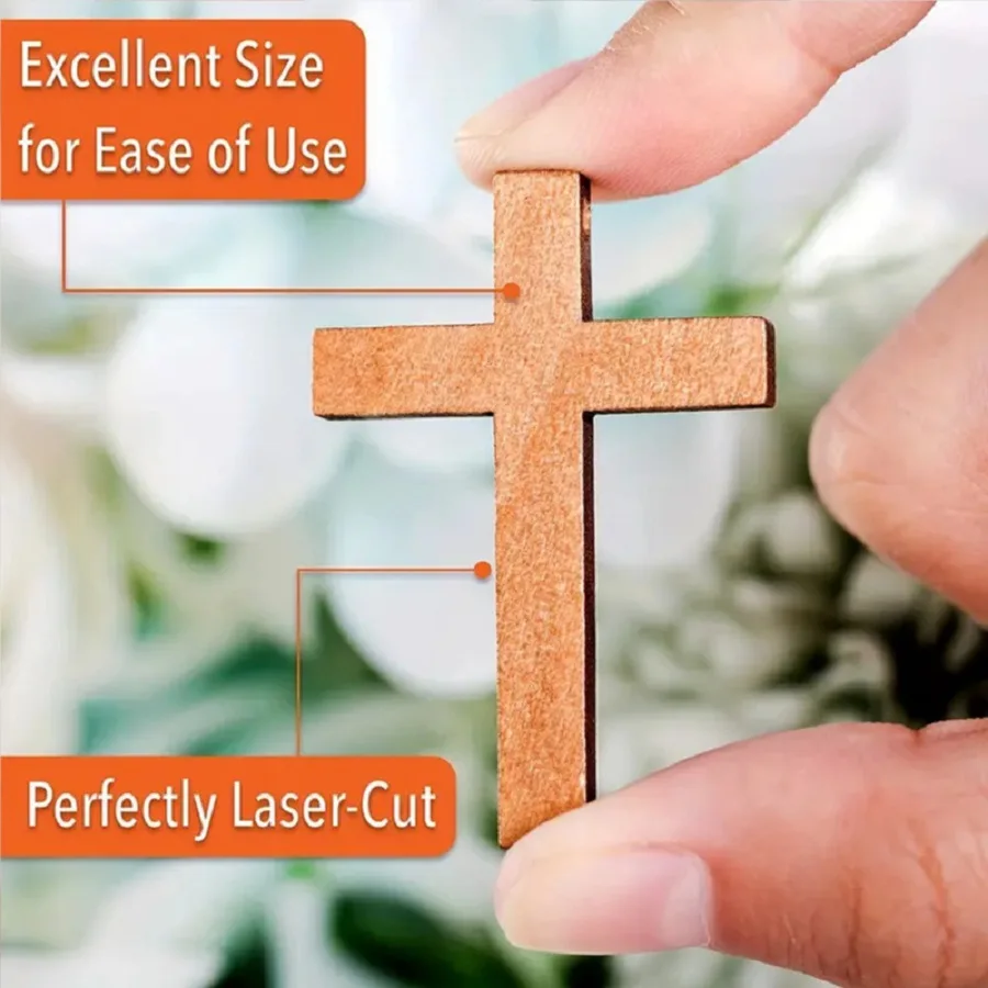 100pcs/set Diy Trendy Religious Classic Natural Wood Cross Charms for Unisex Jewelry Making Perfect Gift