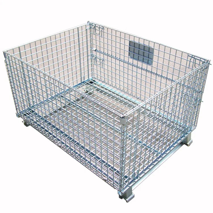 Customized Folding Collapsible Metal Steel Wire Mesh Container With Roll Foldable Cage