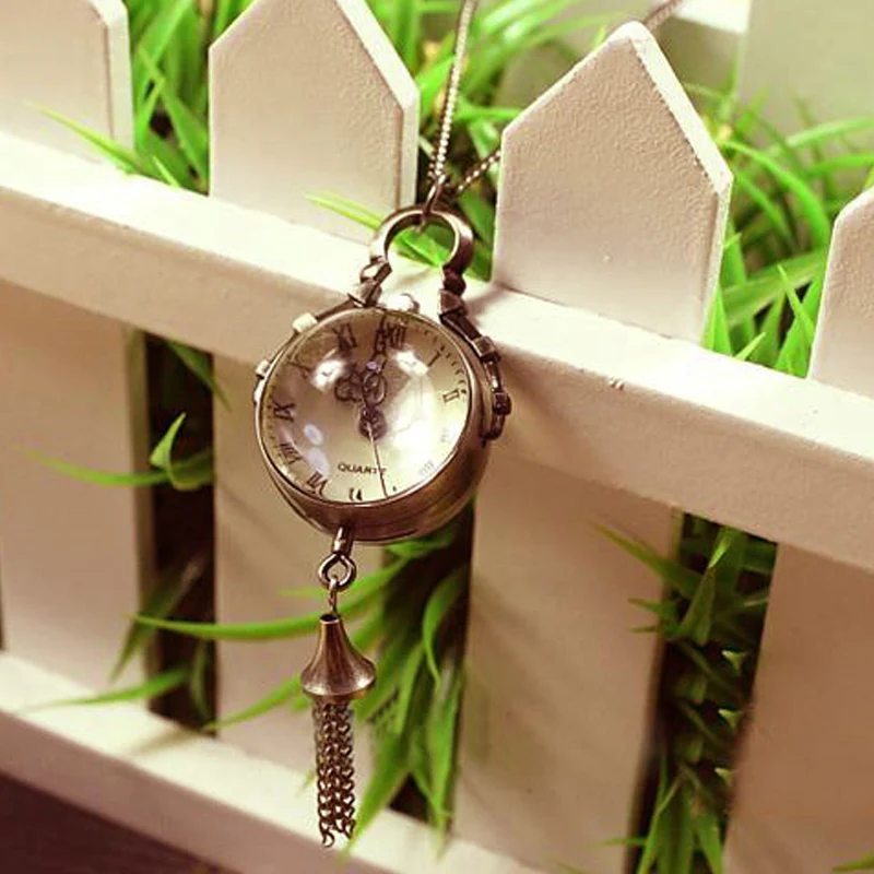 Classic clear ball glass sphere design Japan movt quartz pocket watch