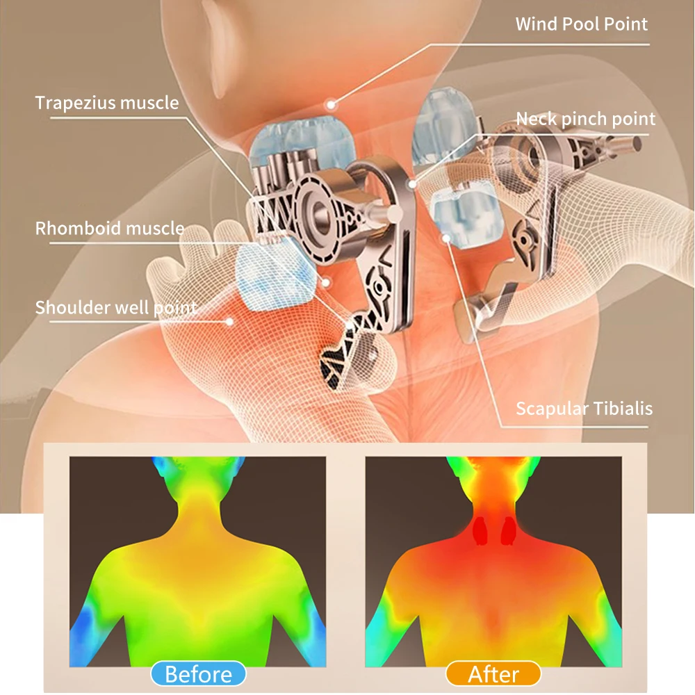 Electric Neck Shoulder Portable Wireless Deep Tissue Muscle Massage Smart Cervical Massager with Heat