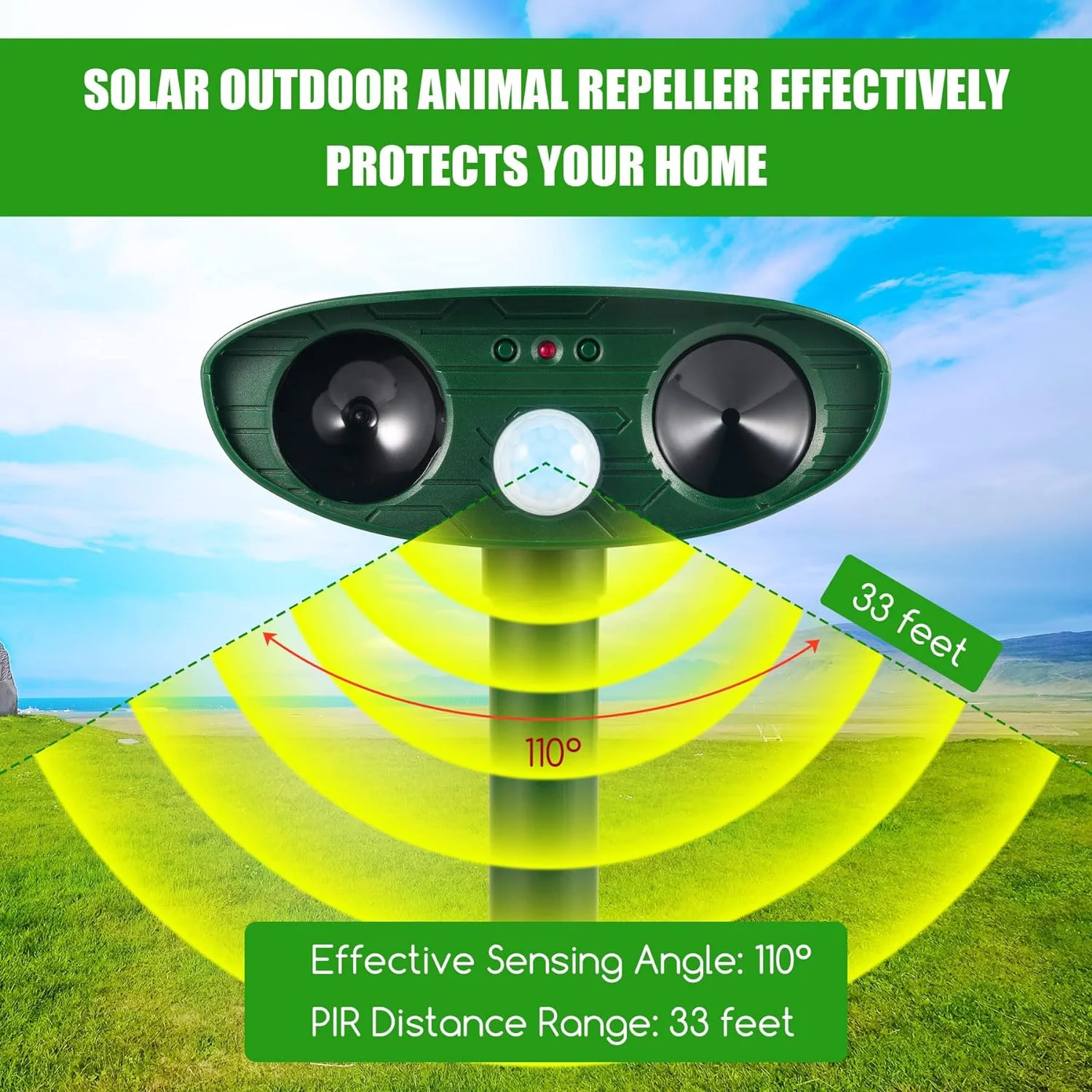 Motion Sensor Animal Deterrent Scare Away Raccoon Squirrel Coyote Skunk Repellent Yard Deer Devices Solar Animal Repeller