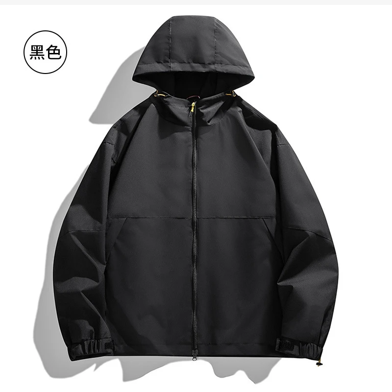Sportswear hooded spring autumn hardshell loose polyester outdoor waterproof zipper mountaineering hiking casual jacket