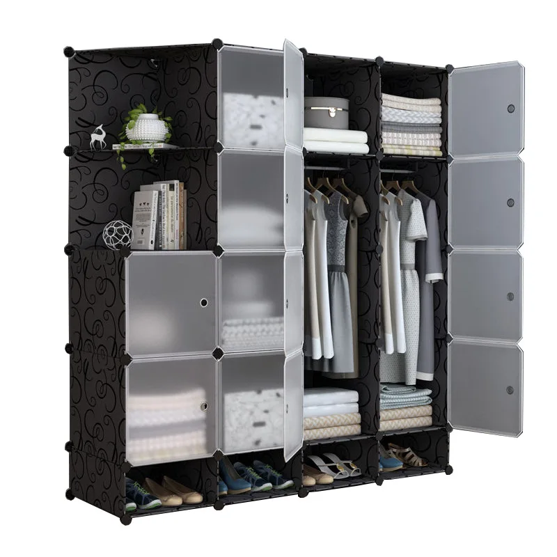 High quality hot sale plastic closet combination closet simple modern storage cabinet Bedroom Closet Wardrobe Steel