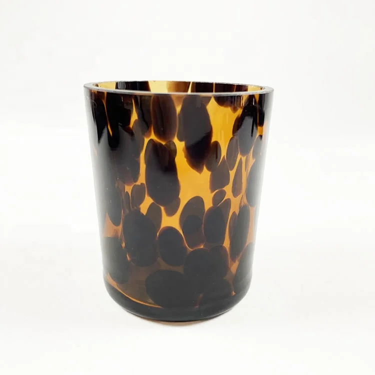 empty leopard spotted glass candle jars  candle containers for home decoration fragrant l candle jar