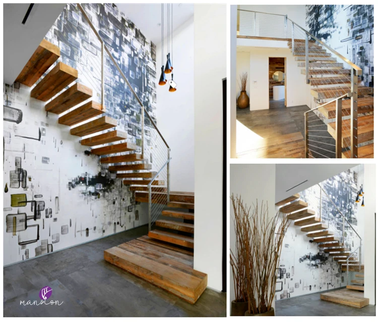 Современная плавающая лестница с невидимым стрингером