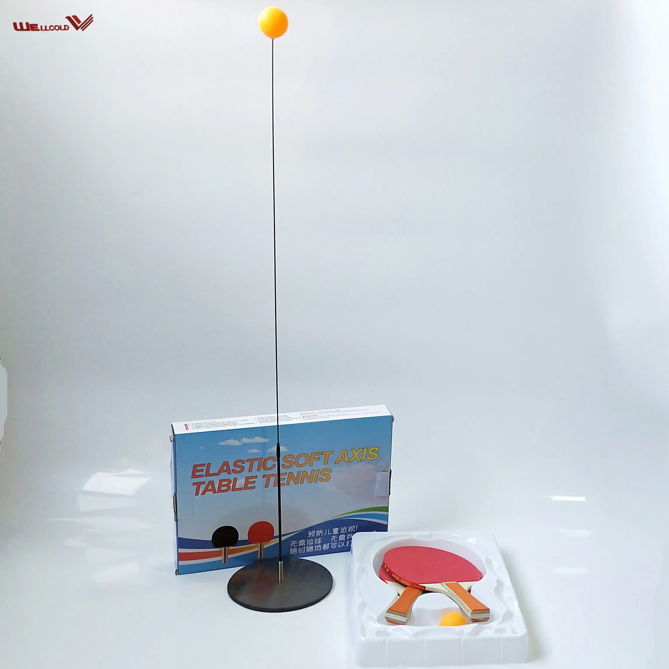 Sport toy wooden racket soft shaft  fixed height single self-practice table tennis rebound trainer for adult and kid