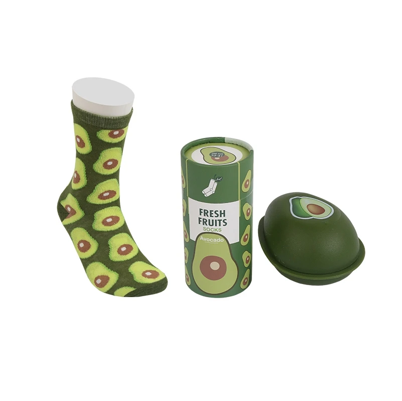 custom packing box funny unisex colorful avocado pattern unisex socks cotton sox crew dress socks