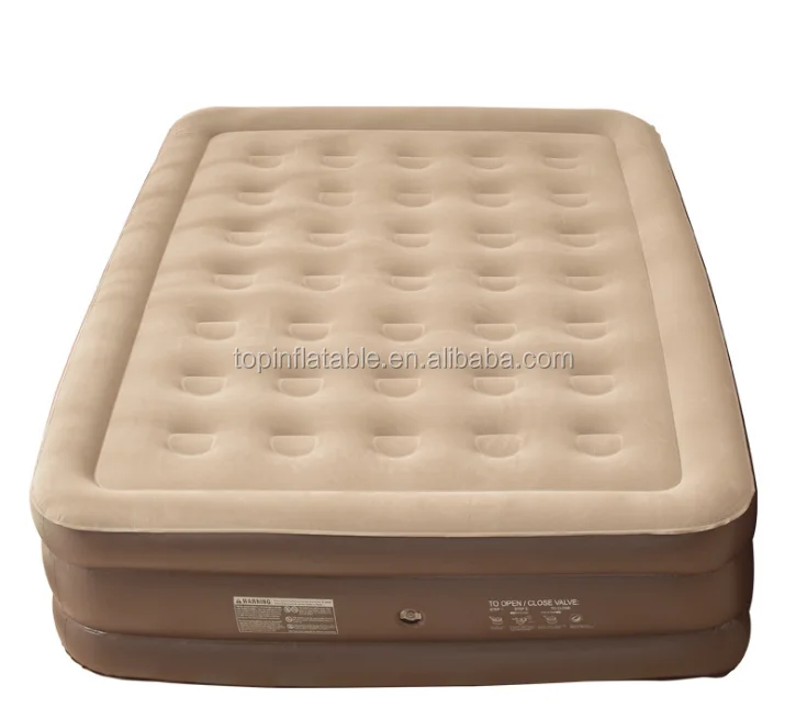 Queen size high raised Air bed with Built- in Pump, auto inflatable mattress with flocked soft surface