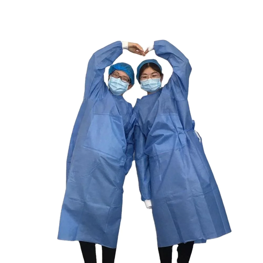 Jianqi производитель Одноразовый комбинезон изоляционный костюм синий нетканый тканевый хирургический халат пыленепроницаемый