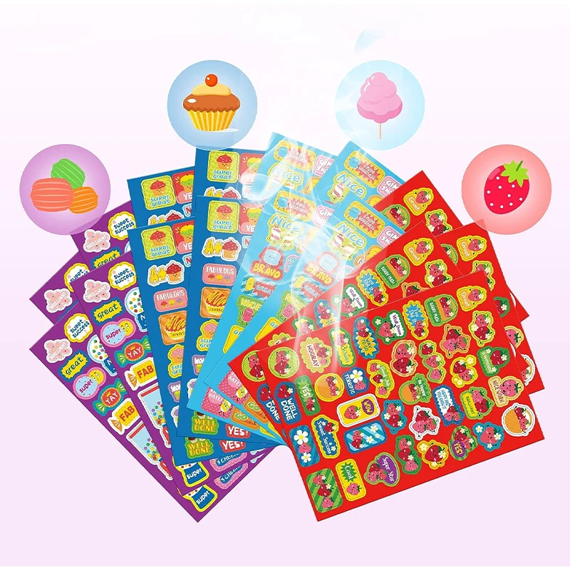 Custom Fruit Flavour Stickers Scented Sticker Fragrance Scraping Label Reward Scratch And Sniff Adhesive  Vinyl  Stickers