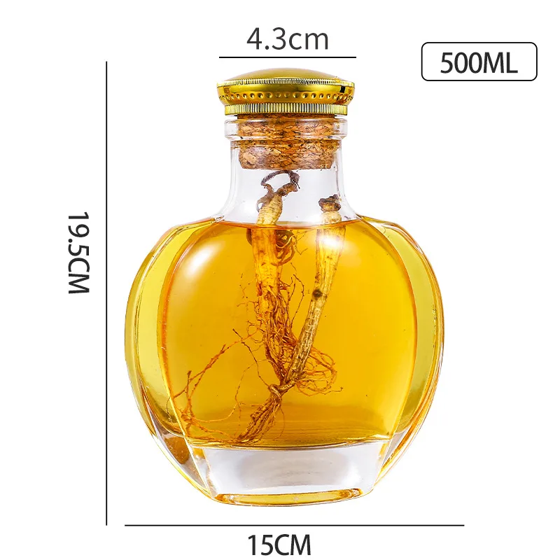 500ml Glass Honey Container Green plum ginseng drink glass fruit wine bottle canning bottle glass storage jar