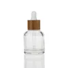 20ml 30ml 50ml Cosmetic Skincare Packaging Glass Dropper Serum Bottle with Texture Bamboo Collar Cap Essential Oil for Face Care