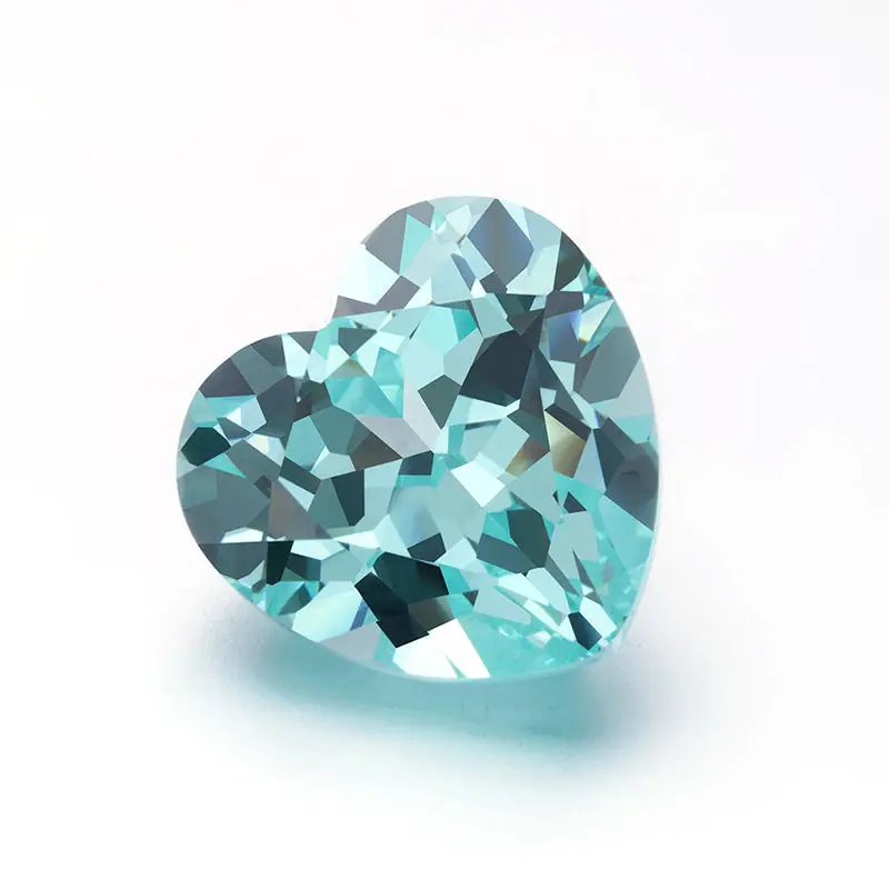 HMOIS heart cut 8mm lab grown paraiba yttrium aluminium garnet blue sapphire synthetic stone loose gemstone beads