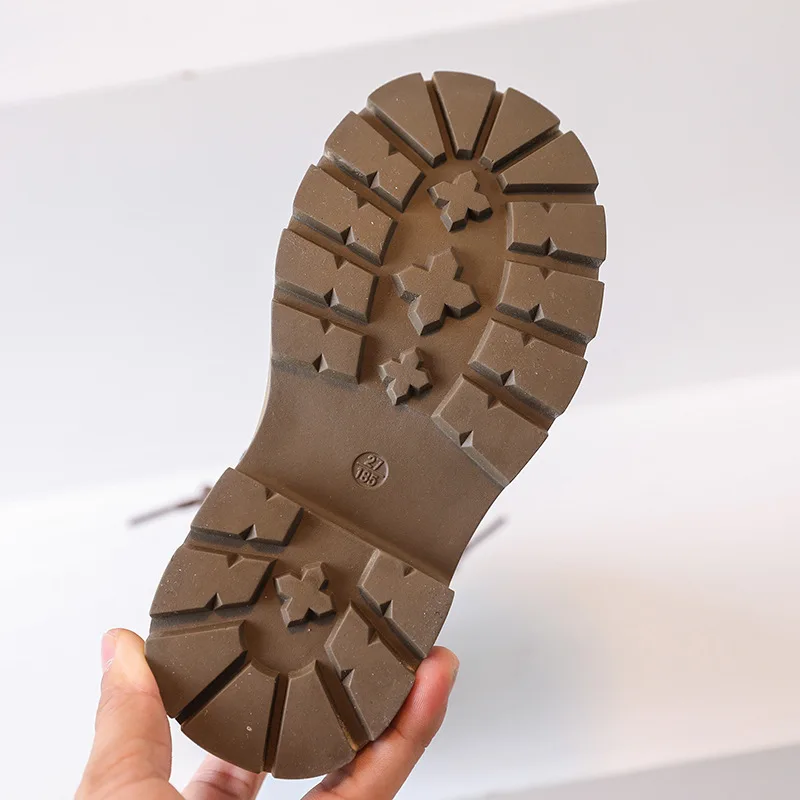 Girls High Boots Kids Fashion Solid Black Uniform Party Shoes Zip Winter Warm Breathable Low Heels Children Boots