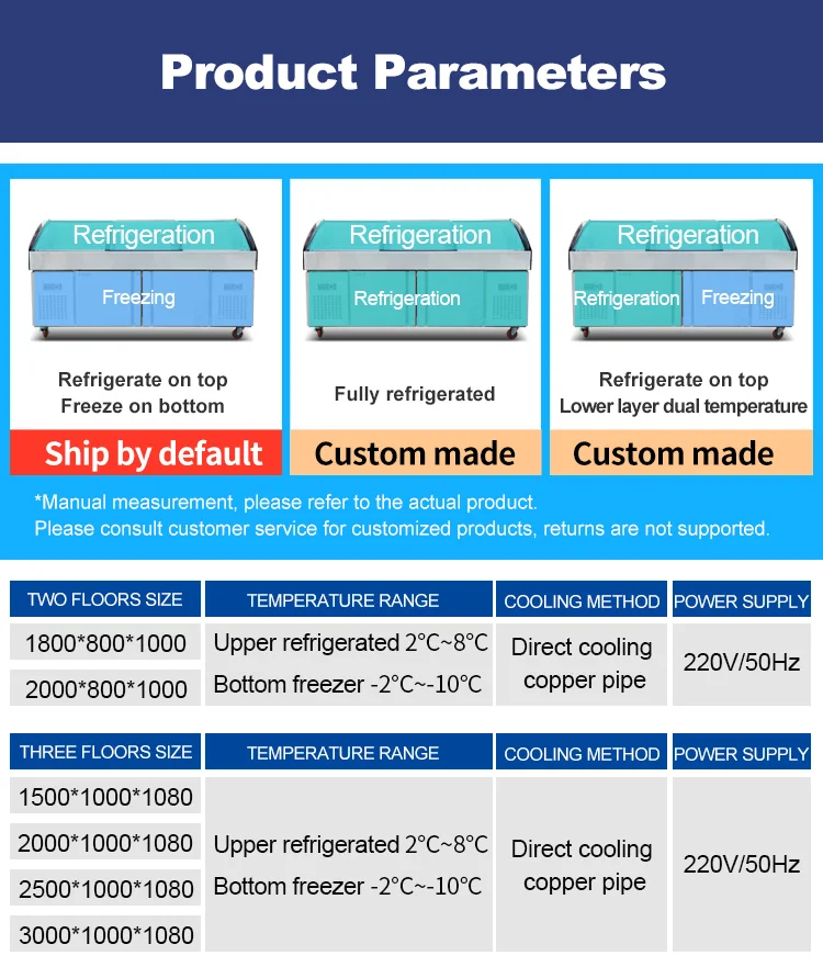2 floors Stainless Steel Barbecue Cooked Food Ice Table Refrigeration Freezing And Fresh-keeping Ladder Display Cabinet