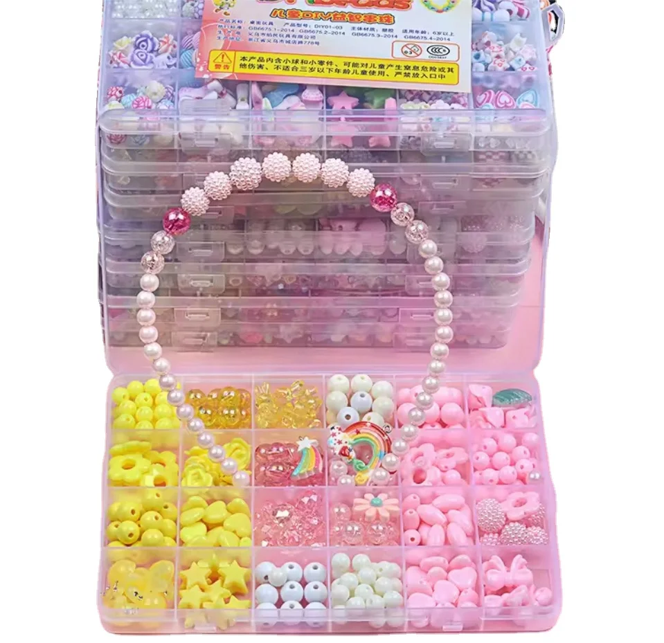Oem&odm Bead Kids Set For Jewelry Making Craft Beads Kits For Little Girls Diy Necklaces Bracelet Children Games Gift For Kid