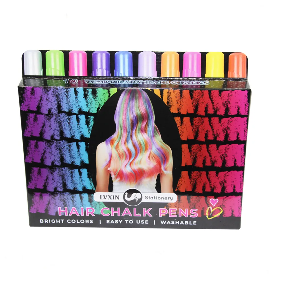 OEM 10 Piece Temporary Hair Chalk Pen Set