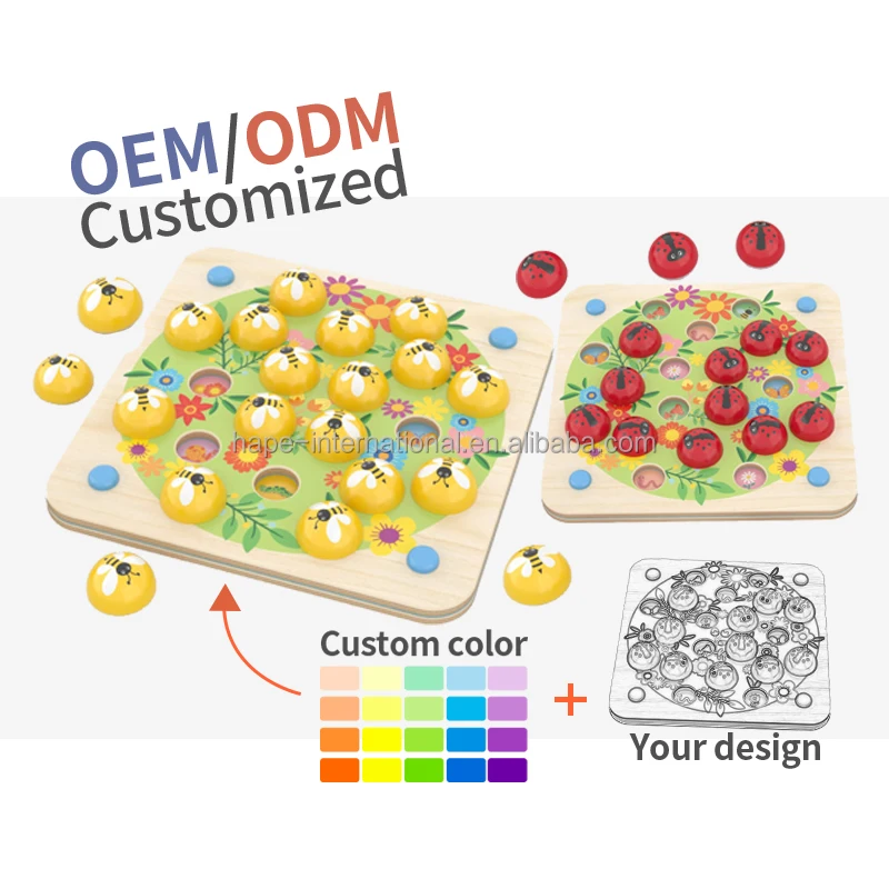 Beechwood Memory Match Game Cube Card Children Eco Friendly Custom Print Montessori Toys Interaction For  Educational Puzzle