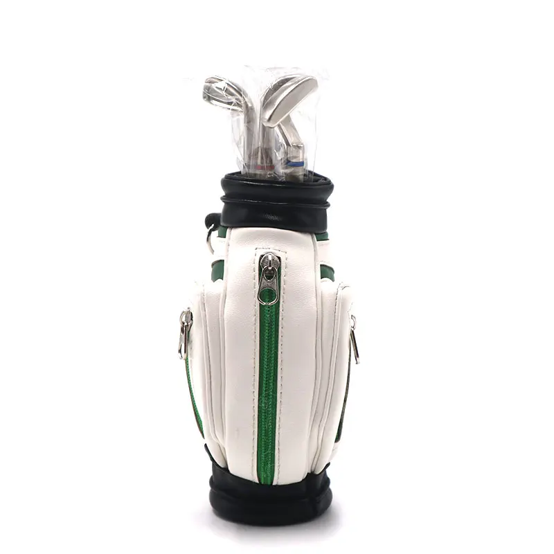 Golf Gift Set Desktop Golf Bag Pens Holder with Clock and 3 Pens