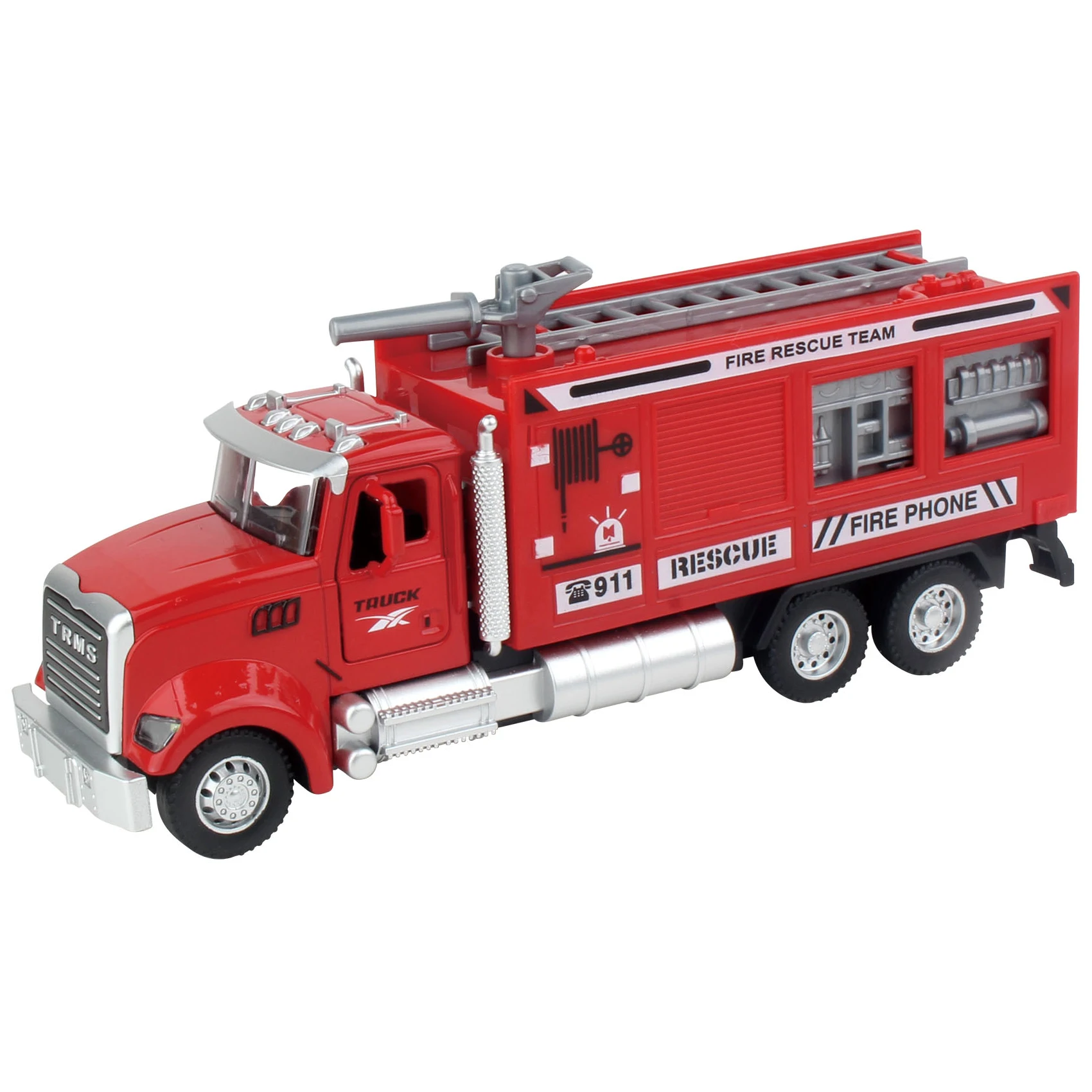 High Quality 1/36 Alloy Fire Rescue Vehicle Pull Back Toys Diecast Alloy Fire Truck Toy With Open Door