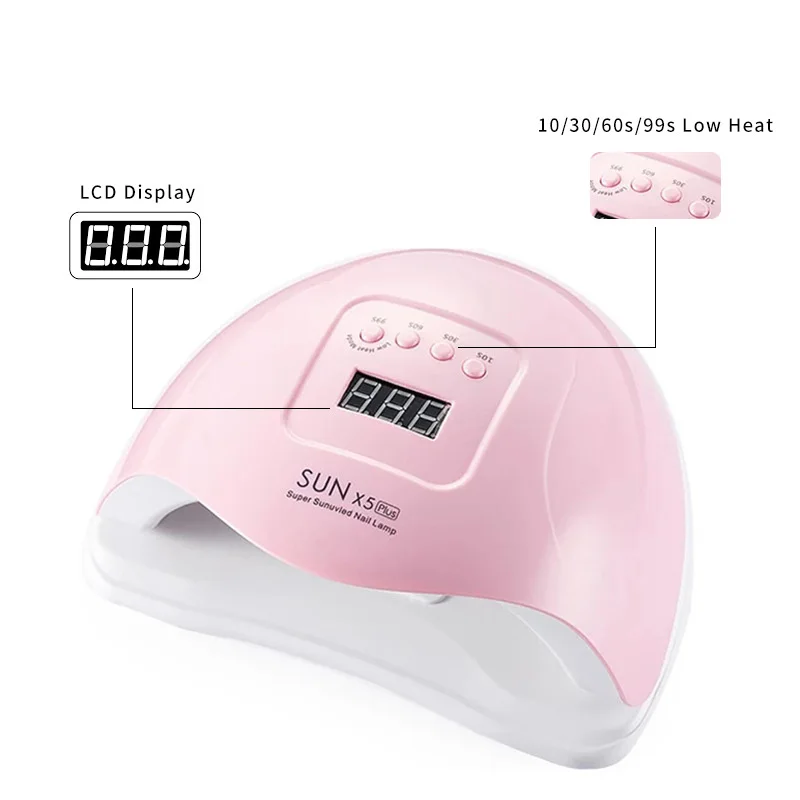Wholesale 80W Pink And White Gel Polish Fast Drying AU EU UK US Plug Sun x5 Plus UV Nail Lamp