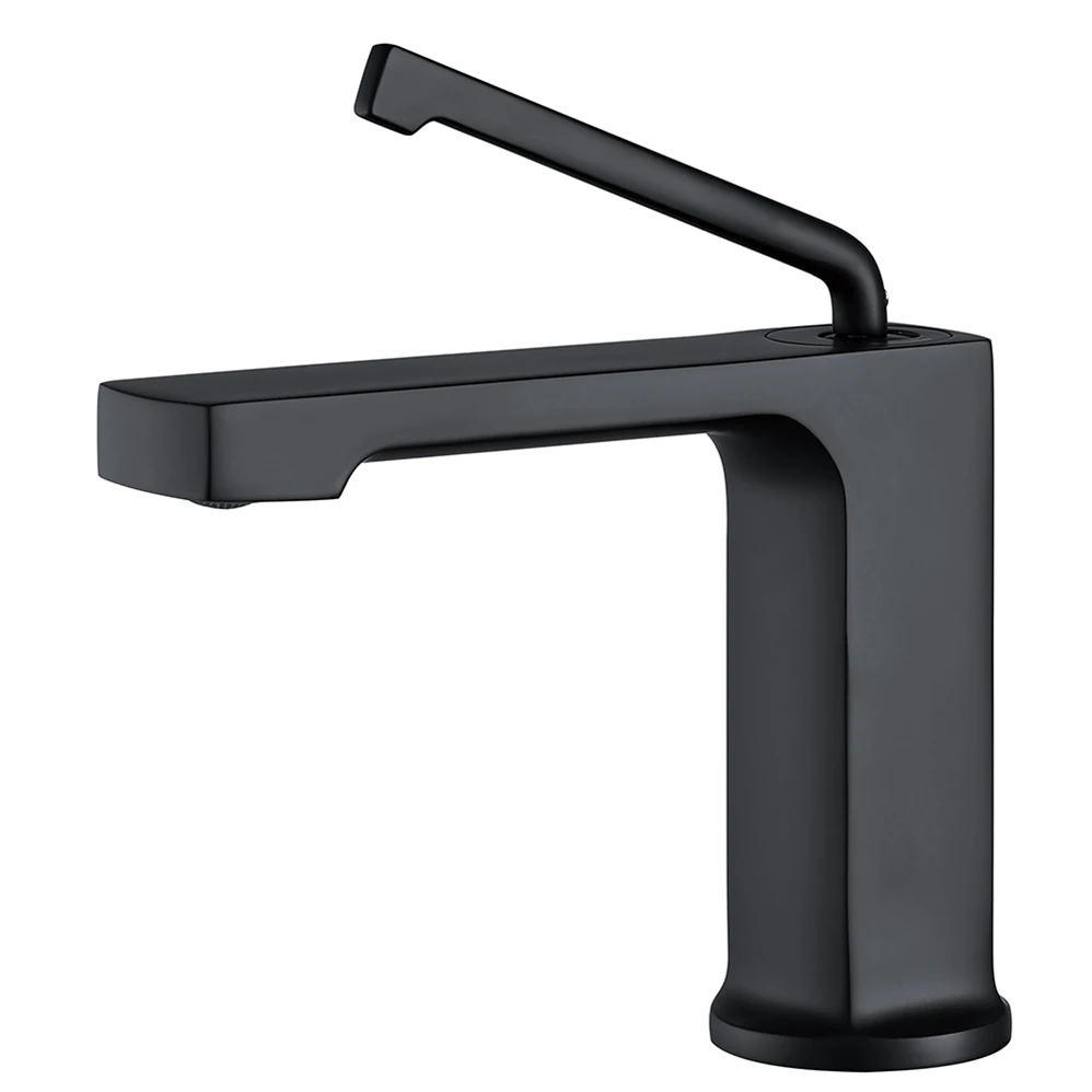 Modern Hot Cold Water Tap Deck Mounted Single Hole Matt Black Finish Brass Single Lever Bathroom Wash Basin Taps