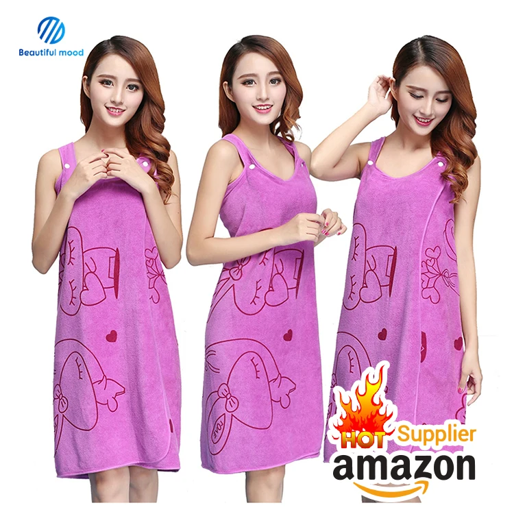 wholesale customise logo printing microfiber women bath dress towel bath towel with package dolphins