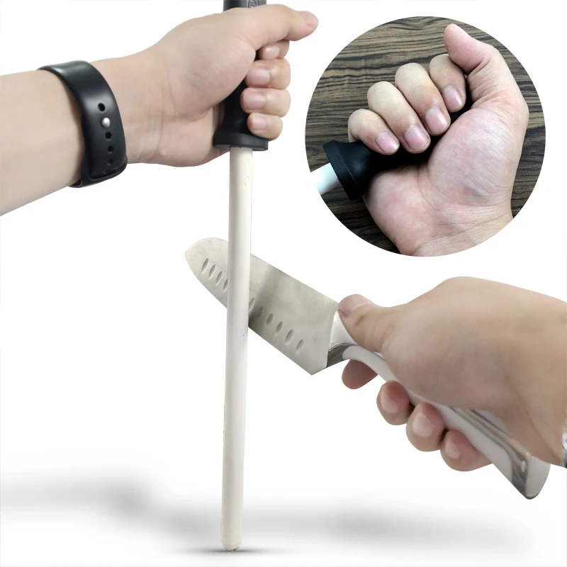 10 inch ceramic honing rod diamond kitchen knife sharpener  Knife Sharpener Rod