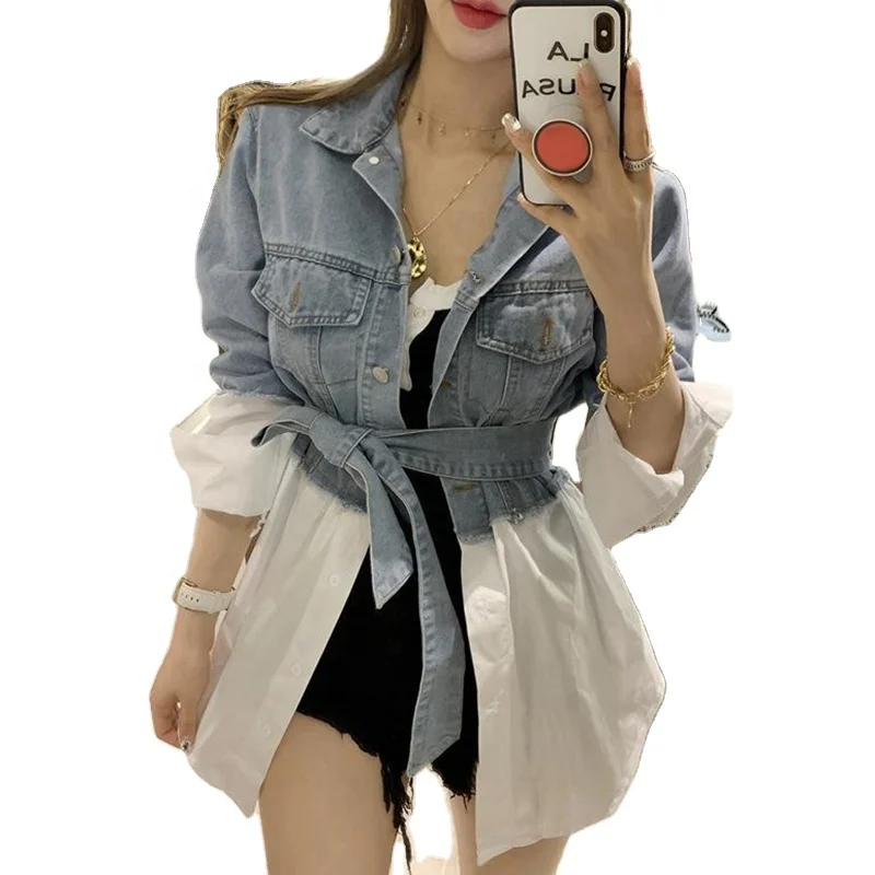 Женская куртка с длинным рукавом TWOTWINSTYLE, свободная куртка оверсайз в Корейском стиле