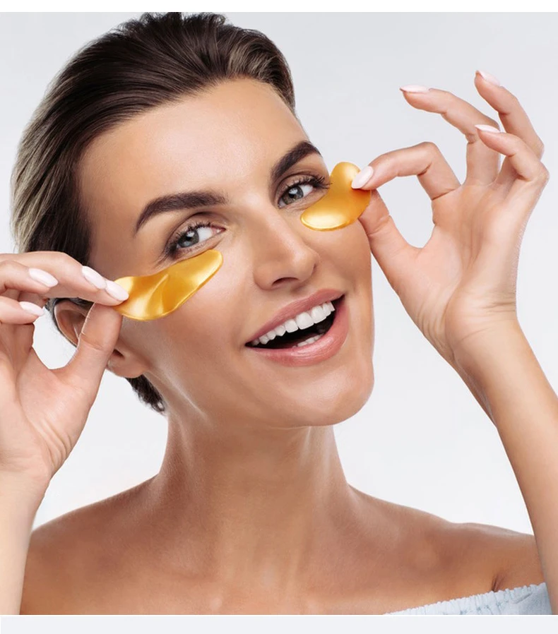 Customized private label logo 24K gold under eye patch  to improve dark circles and eye wrinkles eye sheet mask