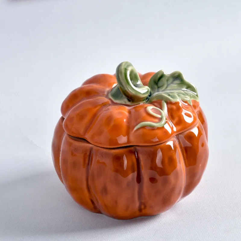 Home Decor Crafts Ornaments Lovely Ceramic Crafts Ceramic Pumpkin Halloween Pumpkin Plate And Jar