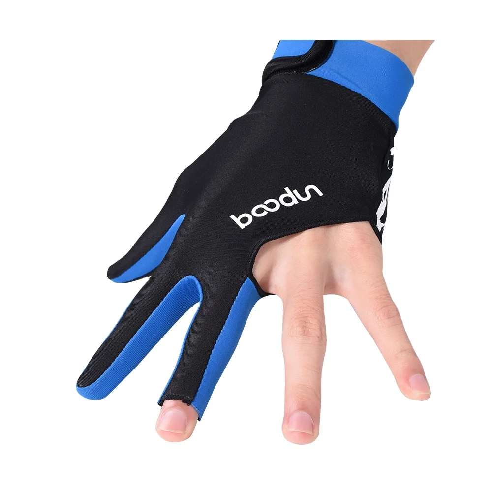 Customized Logo high quality 3 finger billiards gloves breathable pool snooker cue gloves
